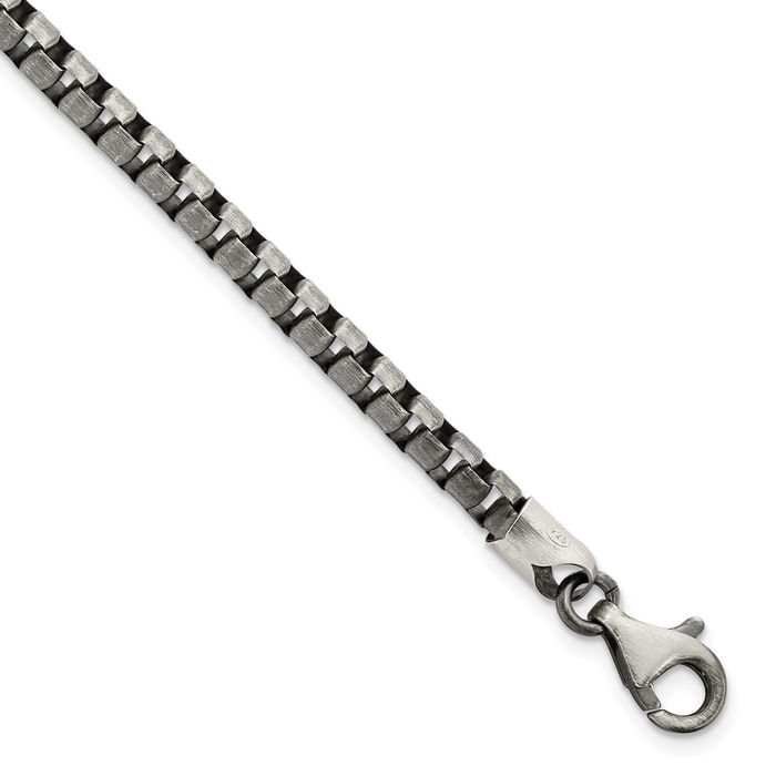 925 Sterling Silver Vintage Box Link Chain Bracelet