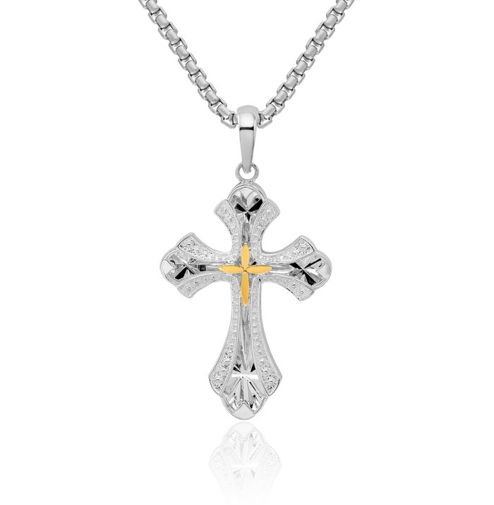 925 Sterling Silver Budded Holy Cross Necklace Religious Chain Pendant Jesus Christ Christian Charm