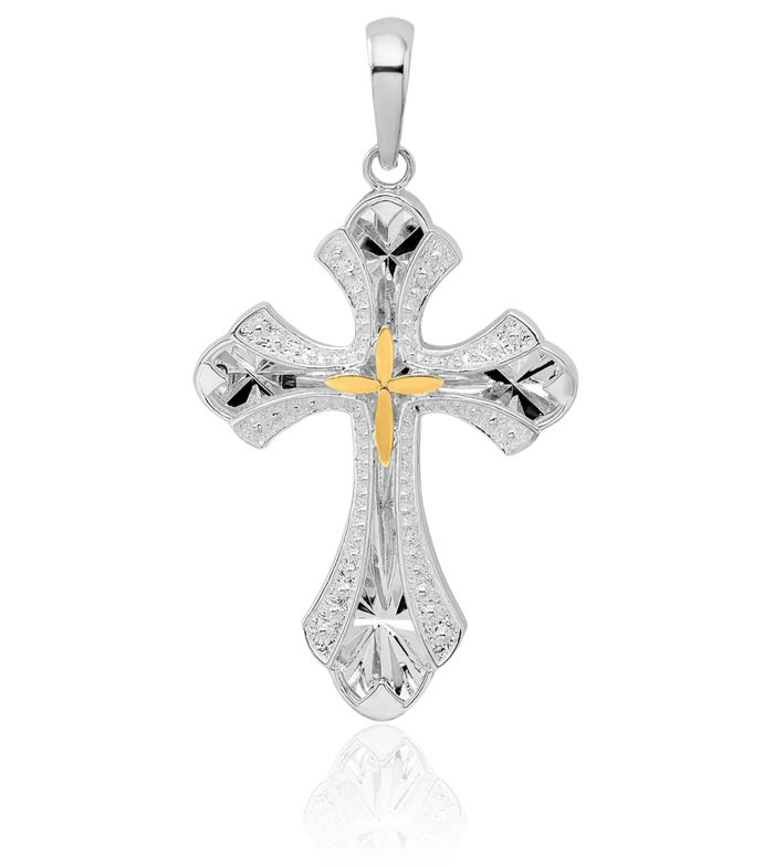 925 Sterling Silver Budded Holy Cross Necklace Religious Chain Pendant Jesus Christ Christian Charm