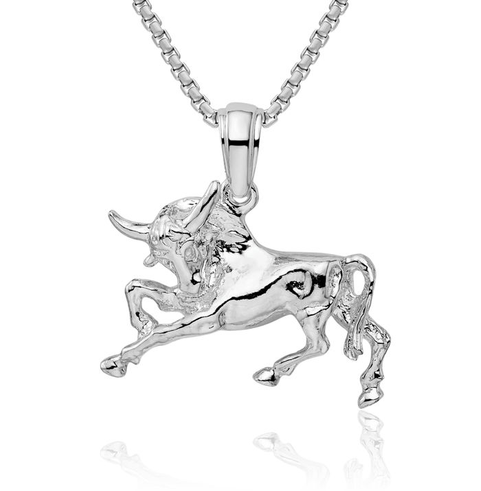 925 Sterling Silver Buffalo Bull Necklace Western Cowboy Pendant Taurus Charm