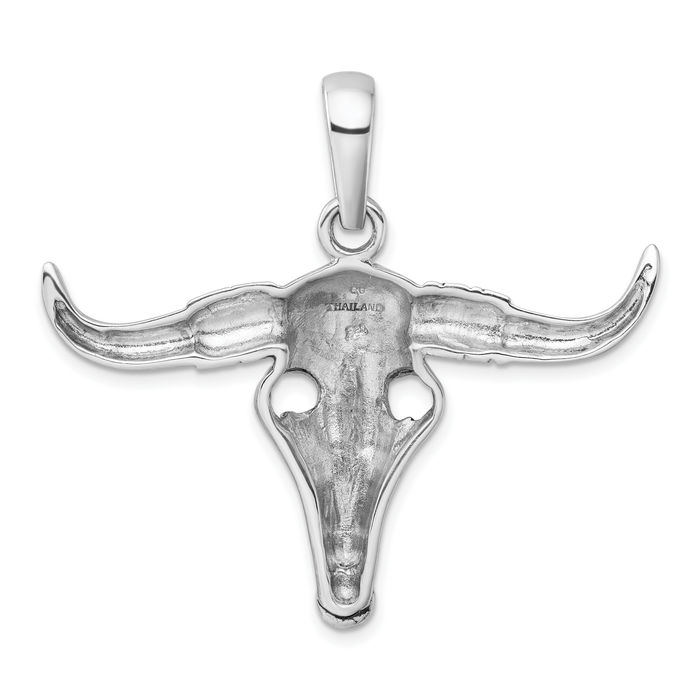 925 Sterling Silver Vintage Buffalo Bull Head Skull Necklace Western Cowboy Pendant Taurus Charm