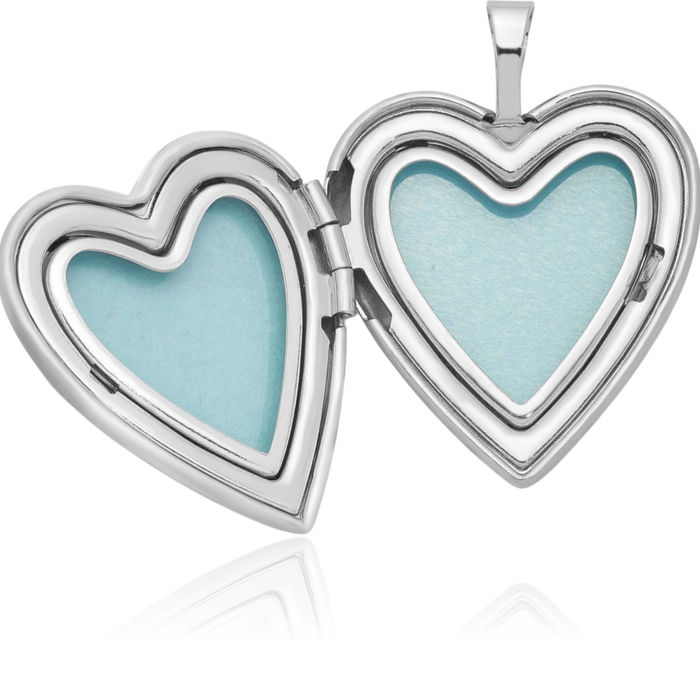 925 Sterling Silver Butterflies Heart Personalized Photo Locket Chain Necklace