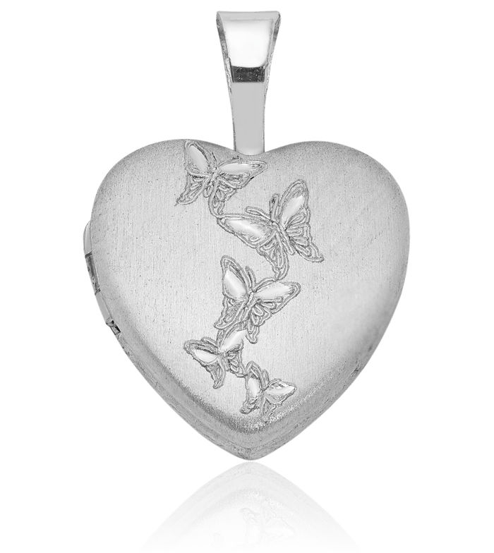 925 Sterling Silver Butterflies Heart Personalized Photo Locket Necklace Picture Pendant Charm