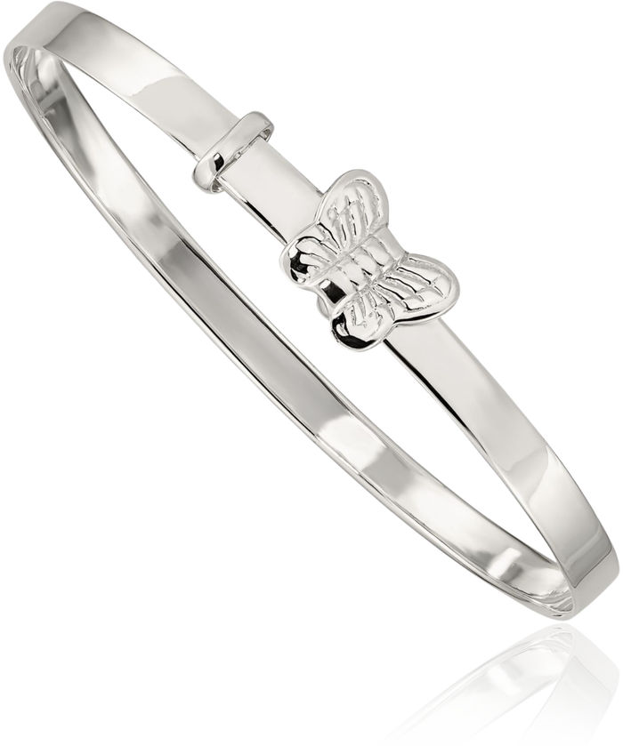 925 Sterling Silver Vintage Butterfly Wings 4mm Adjustable Bangle Charm Bracelet