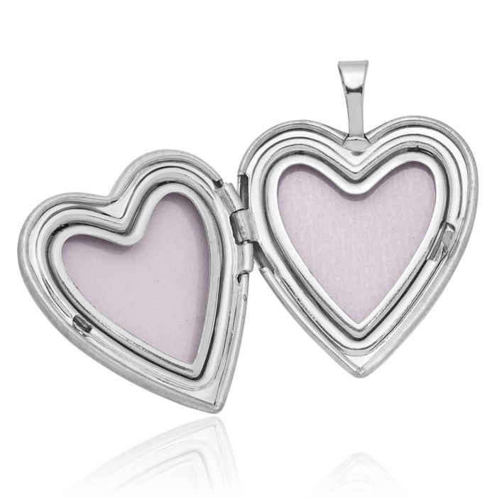 925 Sterling Silver Butterfly Wings Heart Personalized Photo Locket Necklace Picture Pendant Charm Set