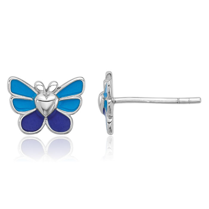925 Sterling Silver Butterfly Wings Stud Earring Statement Ring Necklace Chain Pendant Charm Set
