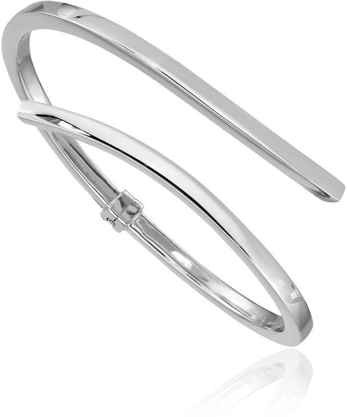 925 Sterling Silver Bypass Bangle Bracelet