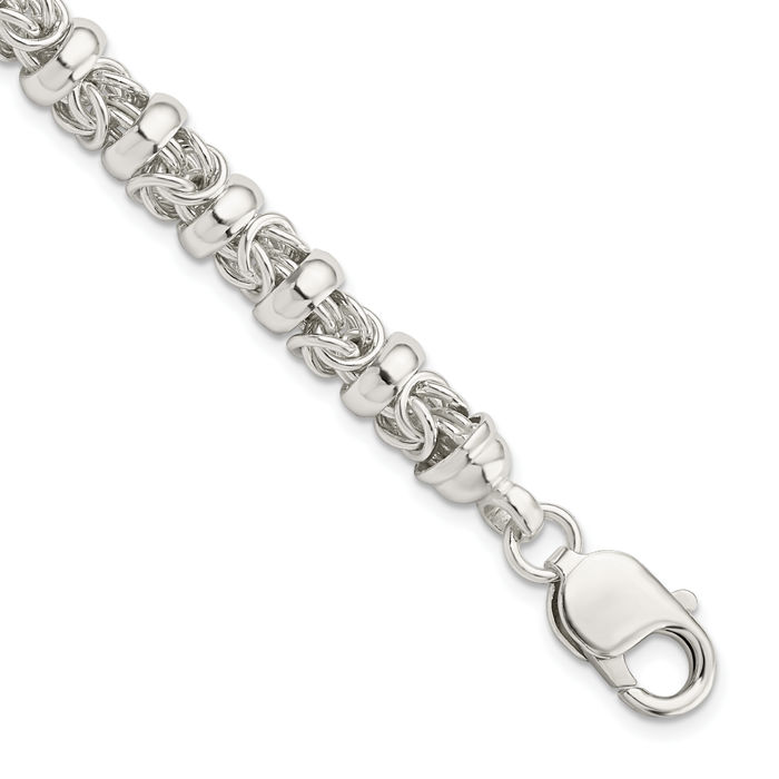 925 Sterling Silver Byzantine Link Chain Bracelet