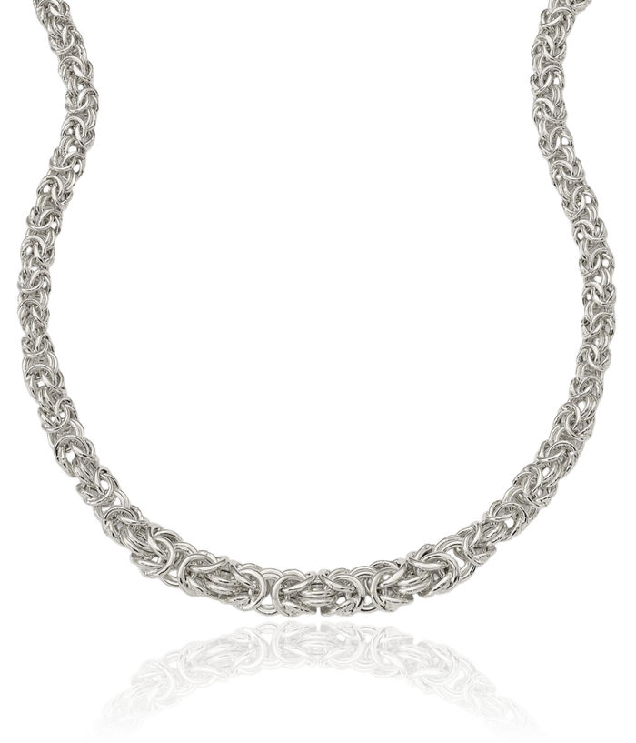 925 Sterling Silver Byzantine Graduated Link Chain Necklace