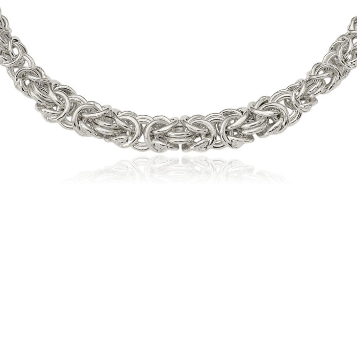 925 Sterling Silver Byzantine Graduated Link Chain Necklace