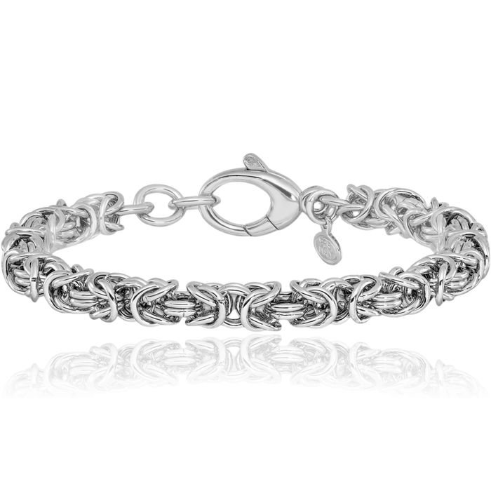 925 Sterling Silver Byzantine Link Chain Bracelet