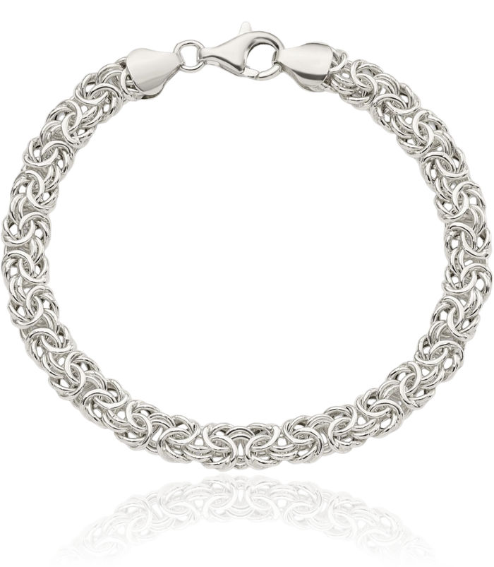 925 Sterling Silver Byzantine Link Chain Bracelet