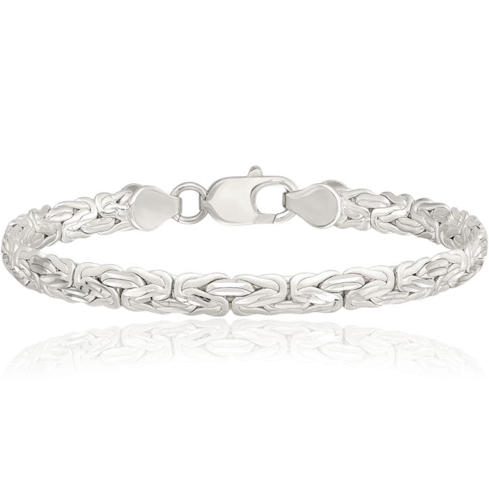 925 Sterling Silver Byzantine Link Chain Bracelet