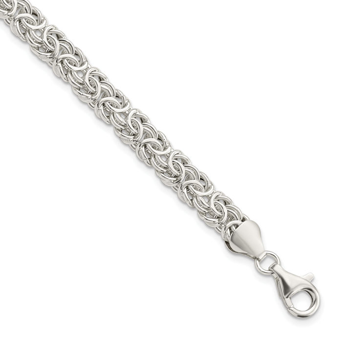 925 Sterling Silver Byzantine Link Chain Bracelet