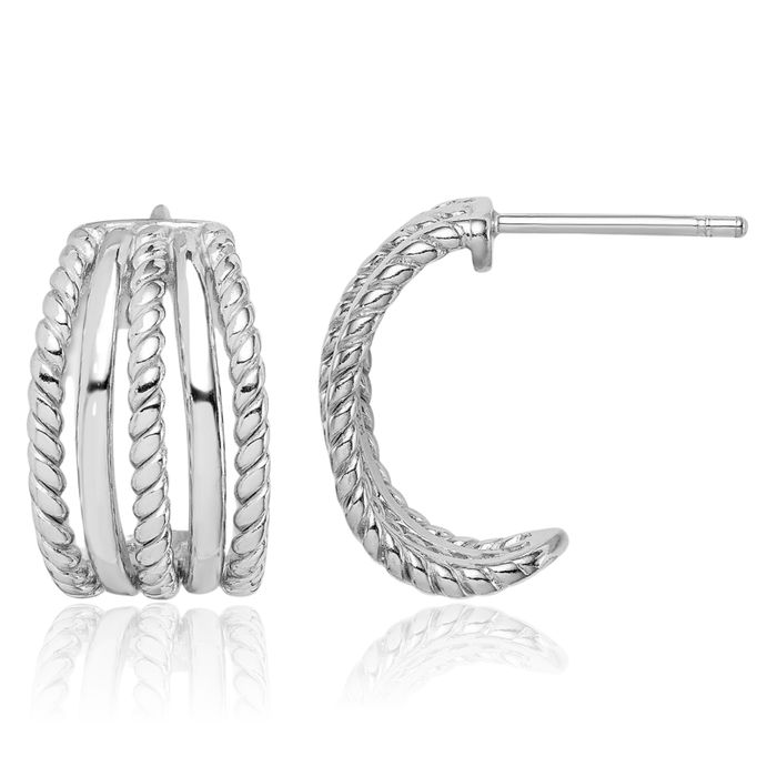 925 Sterling Silver C Hoop Earrings