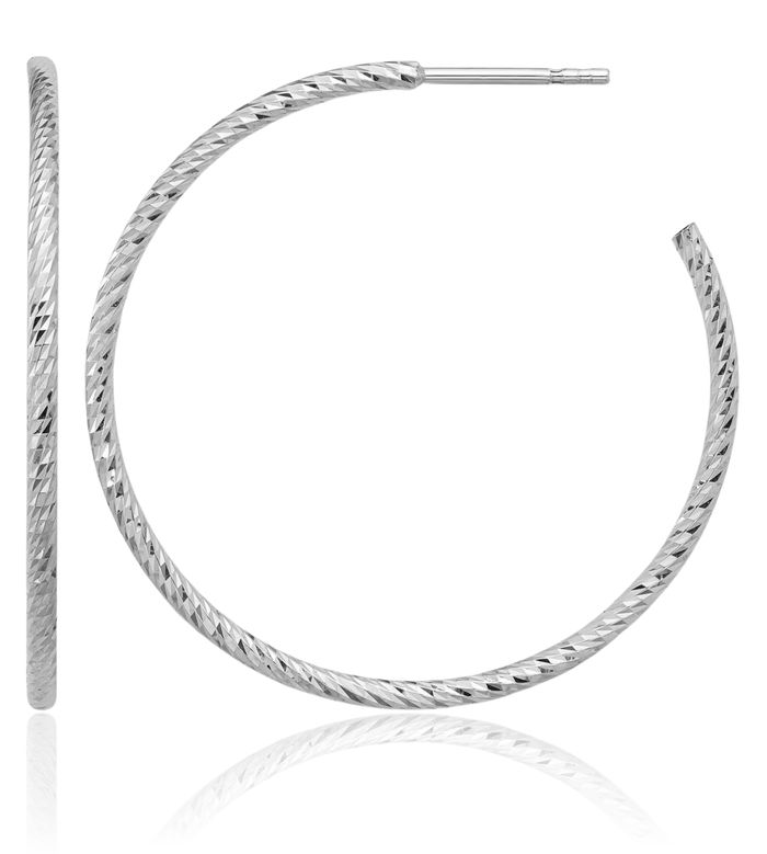 925 Sterling Silver Tube C Hoop Earrings