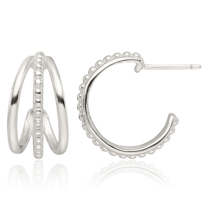 925 Sterling Silver C Hoop Earrings