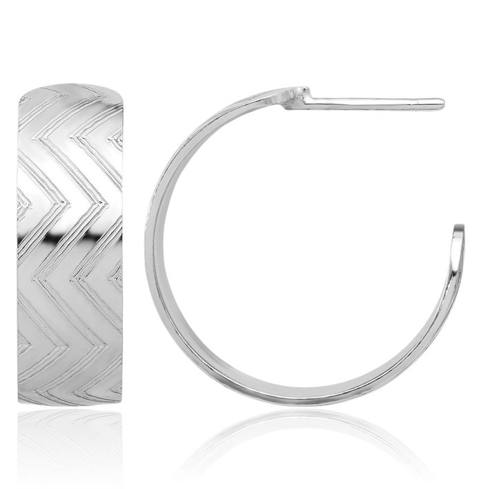 925 Sterling Silver C Hoop Earrings