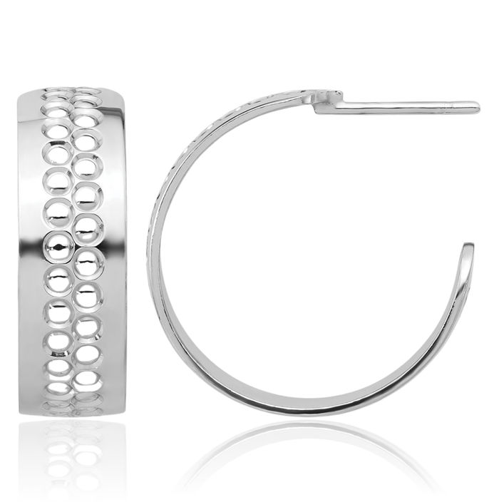 925 Sterling Silver C Hoop Earrings