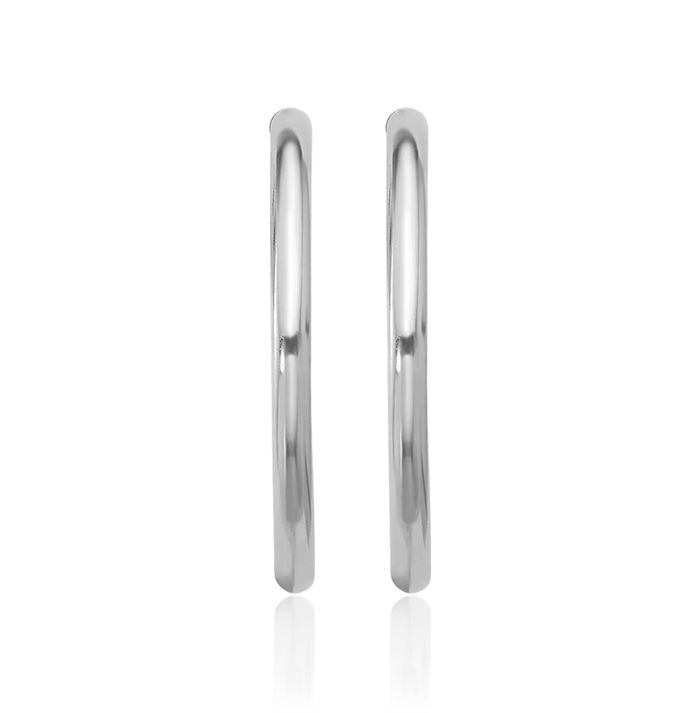 925 Sterling Silver Tube C Hoop Earrings