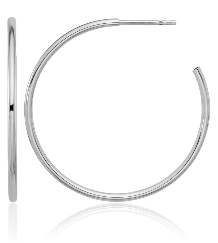 925 Sterling Silver Tube C Hoop Earrings