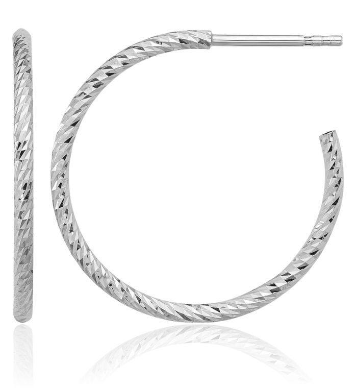 925 Sterling Silver Tube C Hoop Earrings