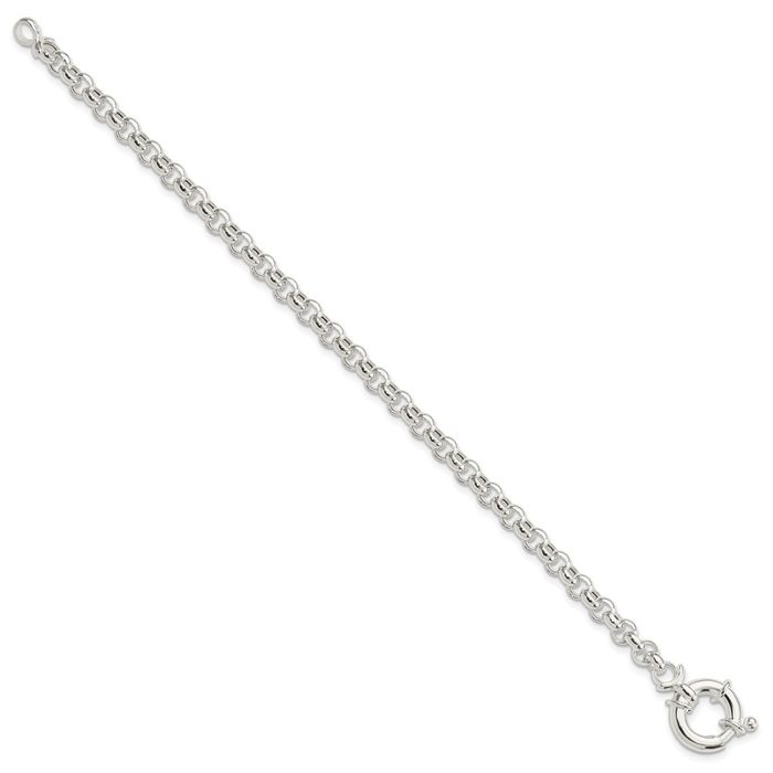 925 Sterling Silver Cable Rolo Link Chain Bracelet