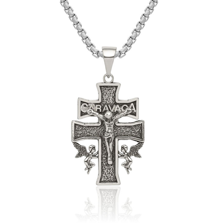 925 Sterling Silver Vintage Caravaca Inri Lord Jesus Christ Crucifix Holy Cross Necklace Religious Chain Pendant Charm