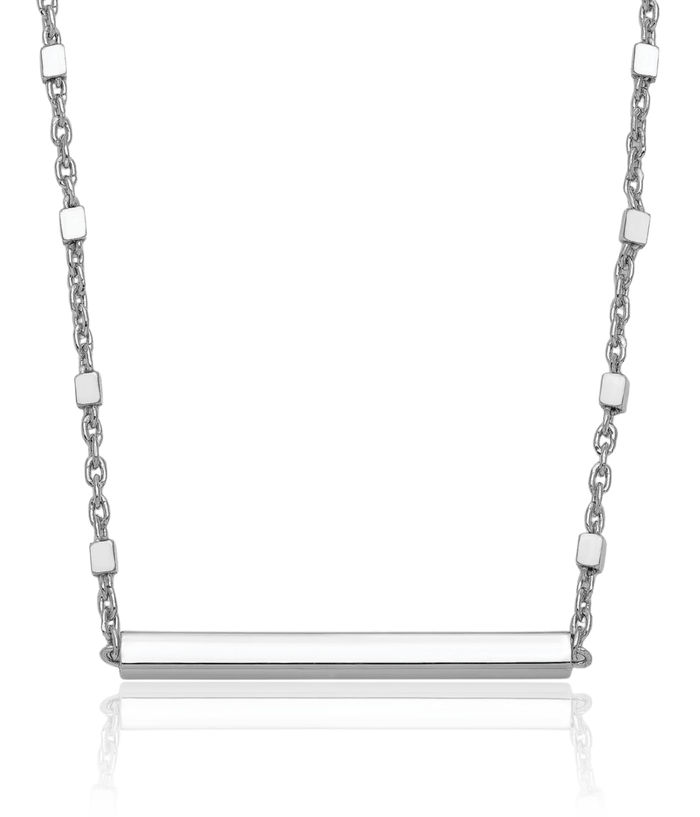 925 Sterling Silver Chain Bar Necklace