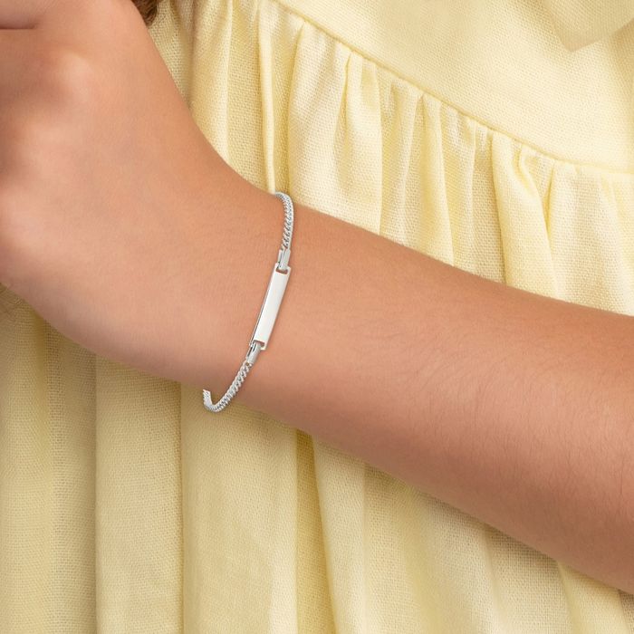 925 Sterling Silver ID Curb Link Chain Bracelet