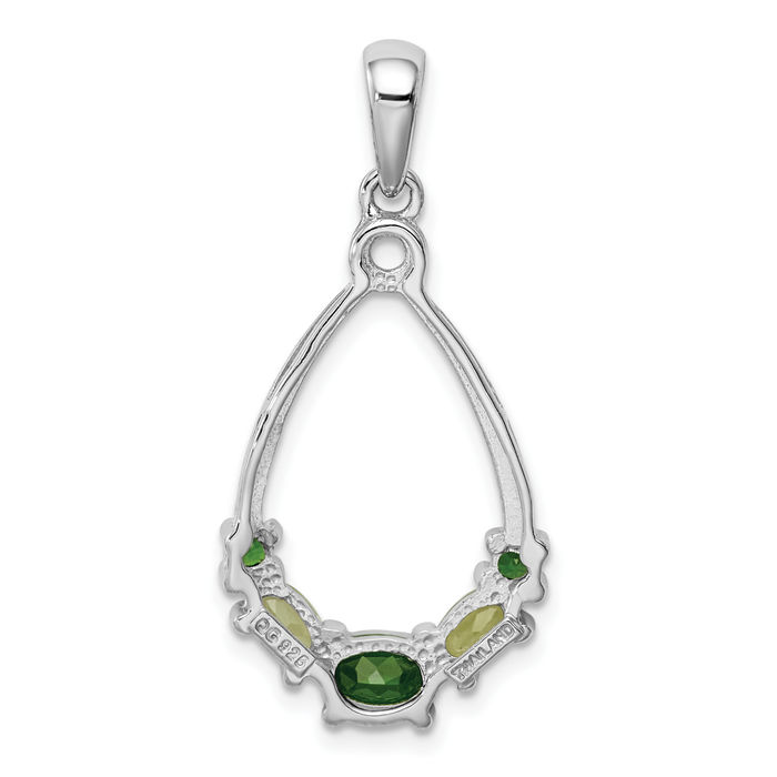 925 Sterling Silver Chrome Diopside Green Peridot Necklace Charm Gemstone Pendant