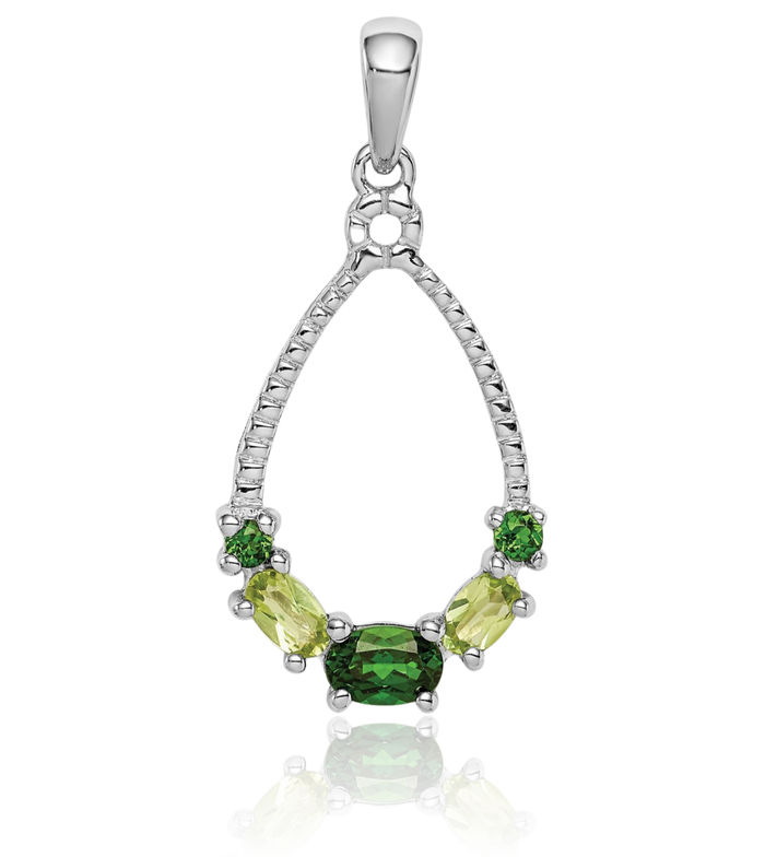 925 Sterling Silver Chrome Diopside Green Peridot Necklace Charm Gemstone Pendant