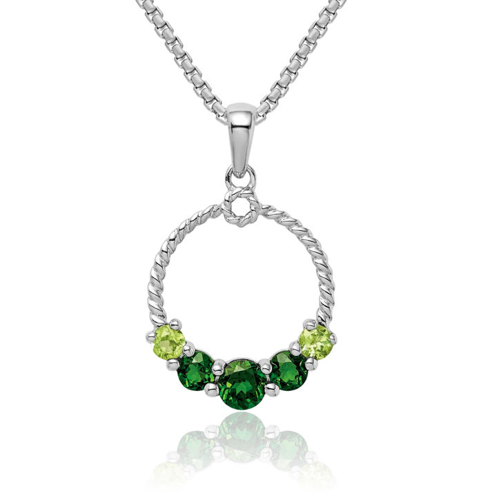 925 Sterling Silver Chrome Diopside Green Peridot Necklace Charm Gemstone Pendant