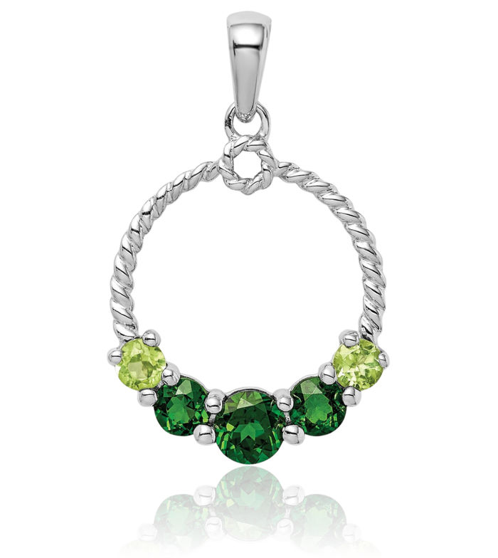 925 Sterling Silver Chrome Diopside Green Peridot Necklace Charm Gemstone Pendant