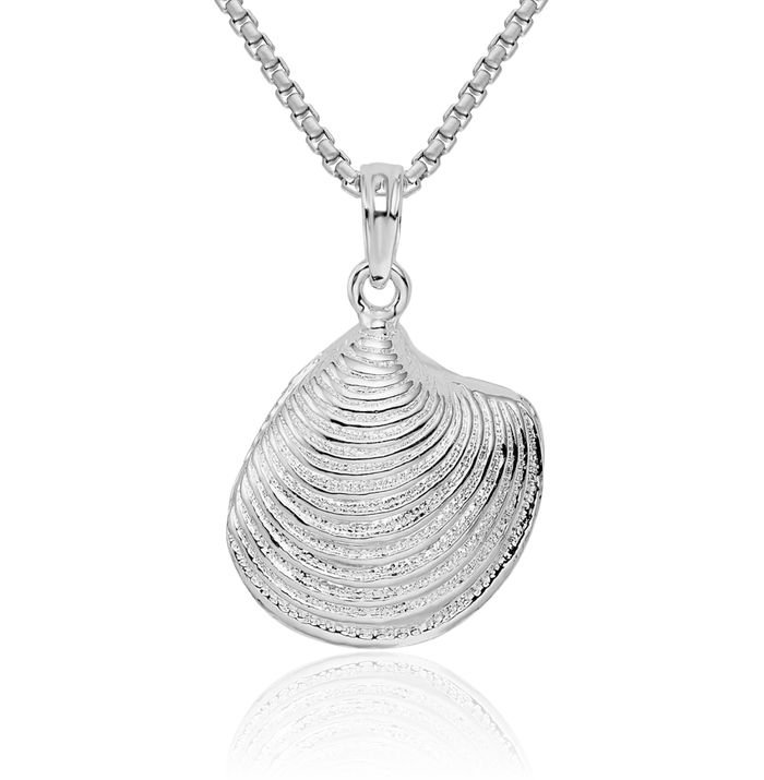 925 Sterling Silver Clam Shell Necklace Chain Pendant Charm