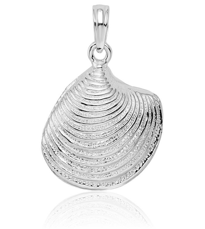 925 Sterling Silver Clam Shell Necklace Chain Pendant Charm