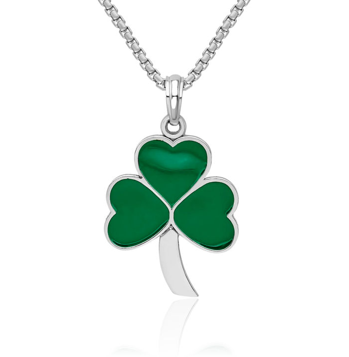 925 Sterling Silver Lucky Clover Leaf Shamrock Flower Necklace Chain Pendant Charm