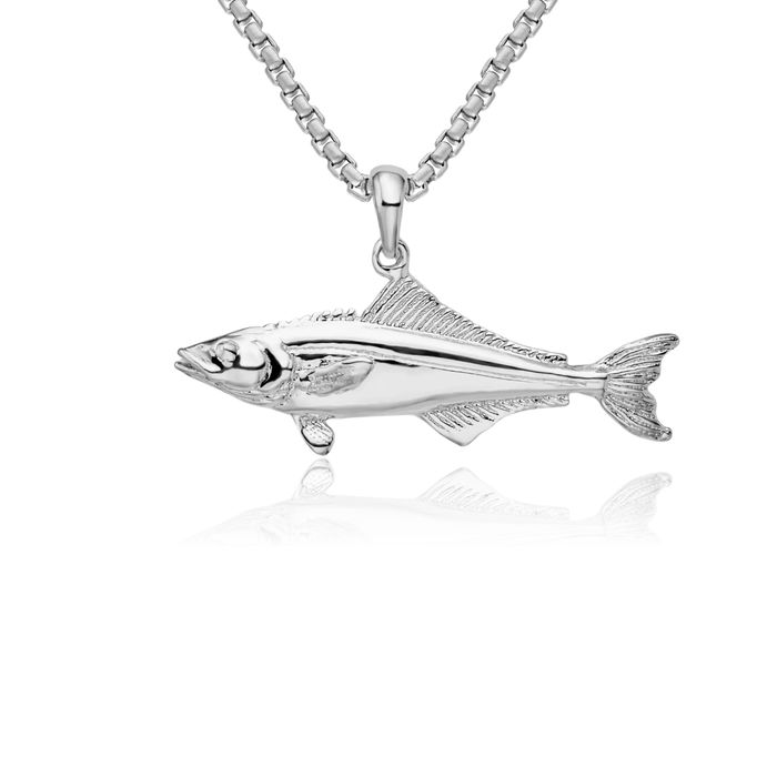 925 Sterling Silver Cobia Fish Necklace Chain Pendant Charm