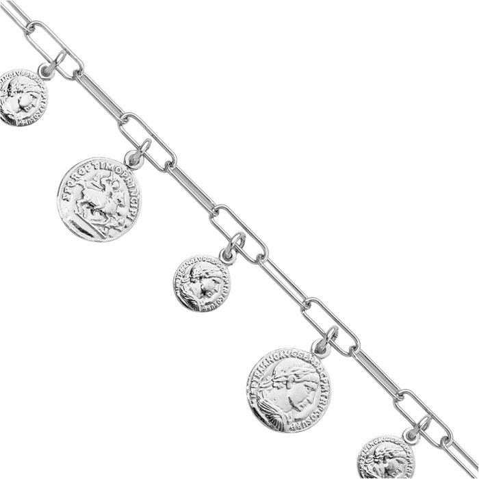 925 Sterling Silver Coin Charm Bracelet