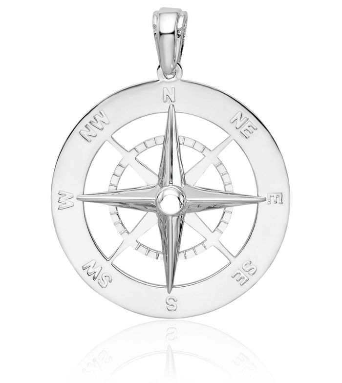 925 Sterling Silver Nautical North Star Compass Necklace Chain Pendant Charm