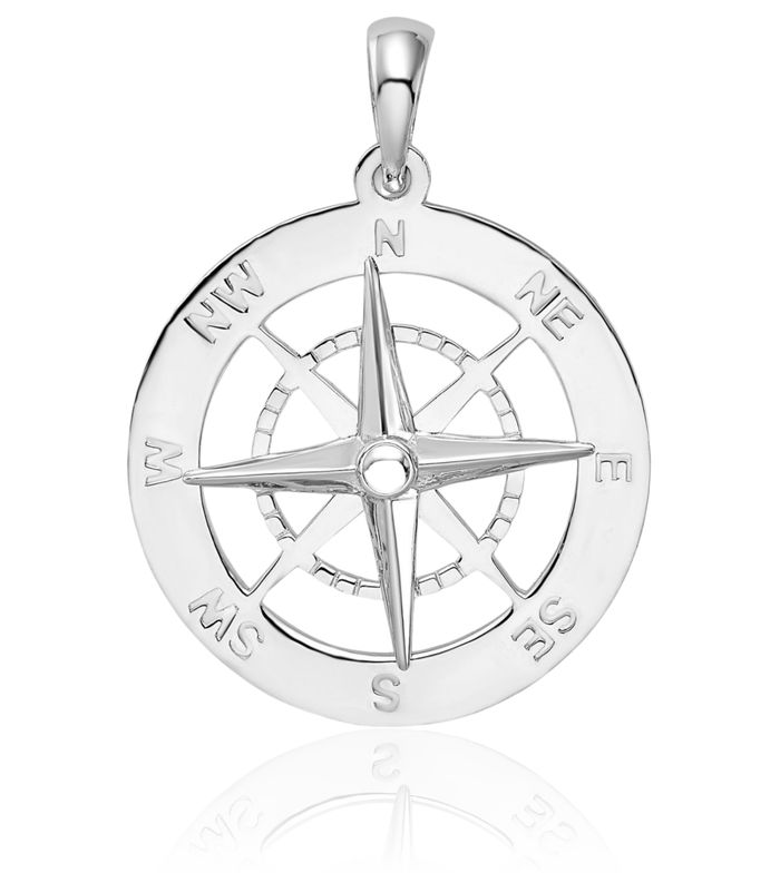 925 Sterling Silver Nautical North Star Compass Necklace Chain Pendant Charm