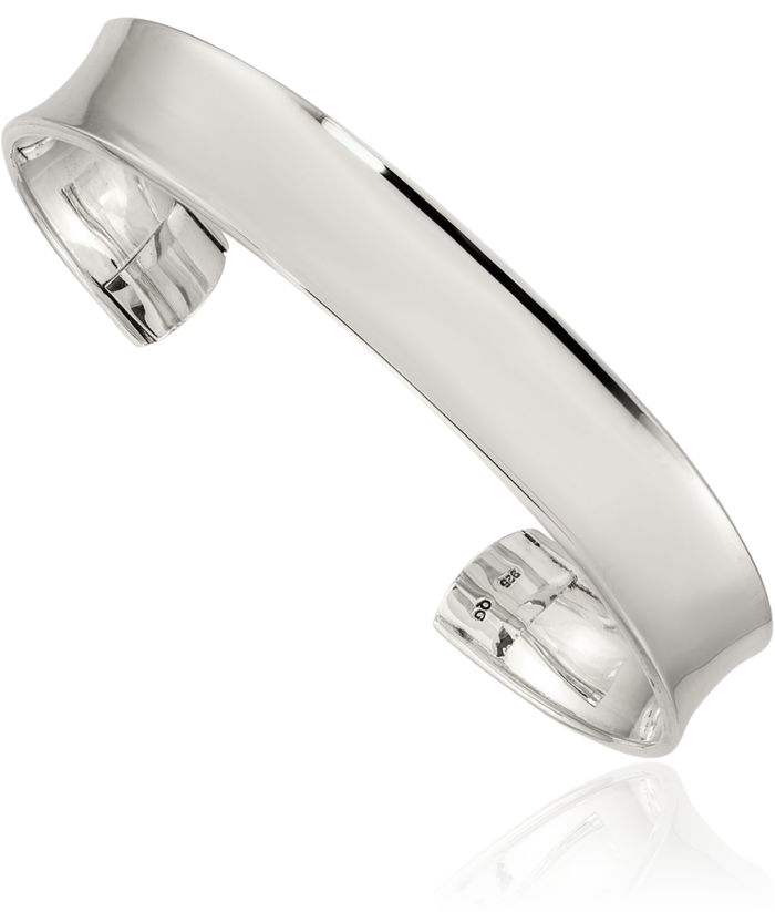 925 Sterling Silver Concave Cuff Bracelet