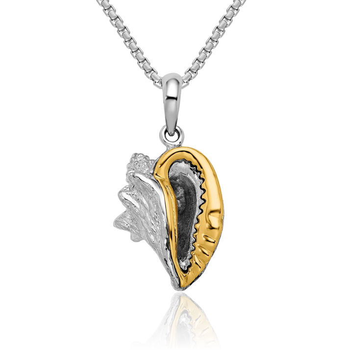 925 Sterling Silver Conch Shell Necklace Chain Pendant Charm