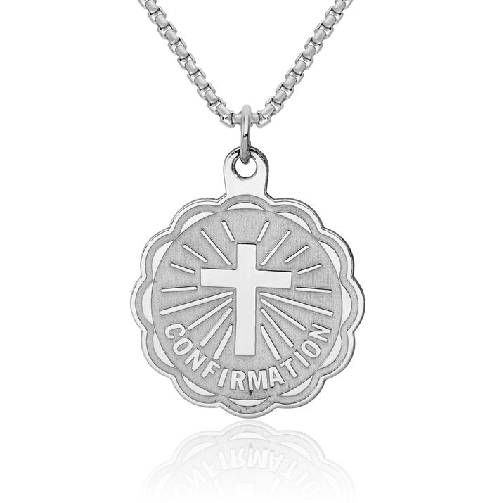 925 Sterling Silver Confirmation Disc Necklace Chain Pendant Charm