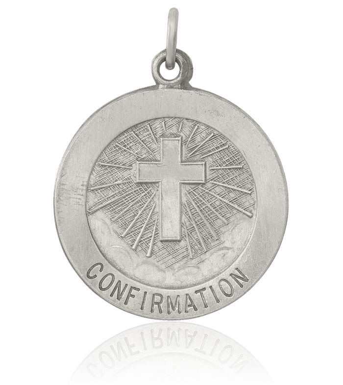 925 Sterling Silver Vintage Confirmation Medal Necklace Chain Pendant Charm