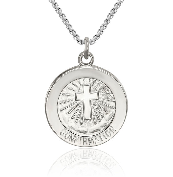 925 Sterling Silver Confirmation Medal Necklace Chain Pendant Charm
