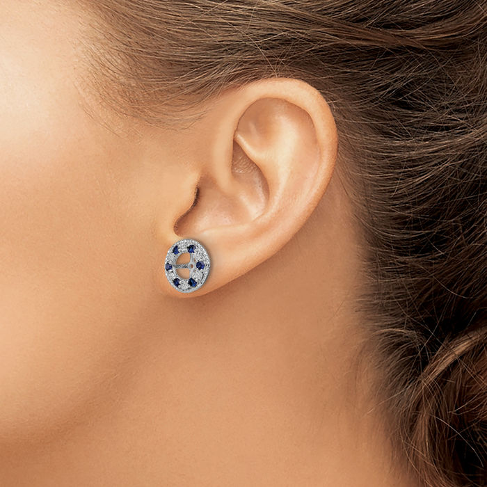 925 Sterling Silver Lab Blue Sapphire Earring Jackets for Studs September Birthstone Jewelry