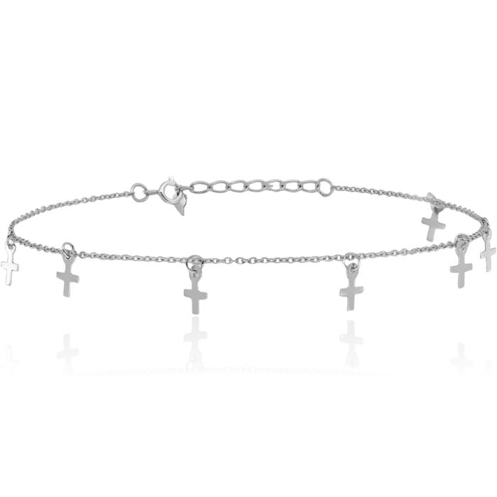 925 Sterling Silver Holy Cross Anklet Religious Summer Beach Foot Ankle Bracelet