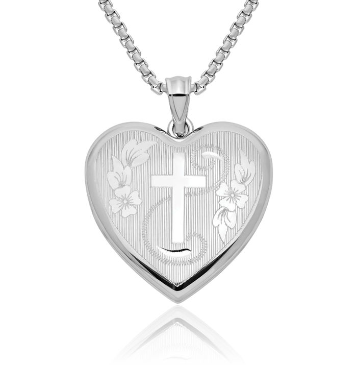 925 Sterling Silver Cross Ash Holder Heart Personalized Photo Locket Cremation Necklace Memorial Charm Urn Pendant