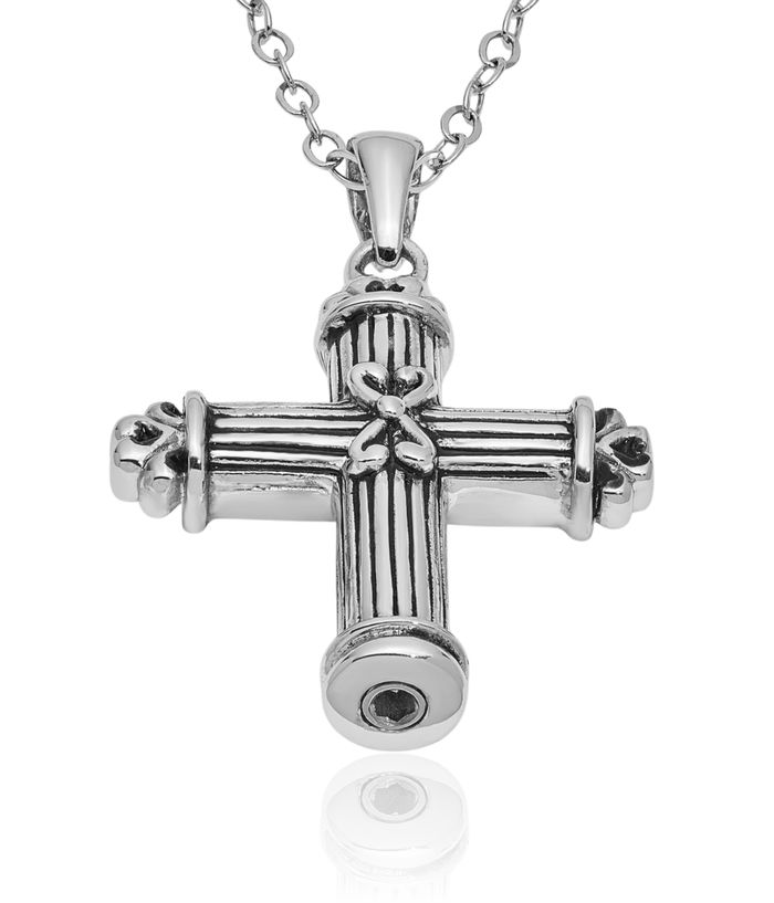 925 Sterling Silver Vintage Cross Ash Holder Chain Urn Necklace for Ashes Cremation Jewelry
